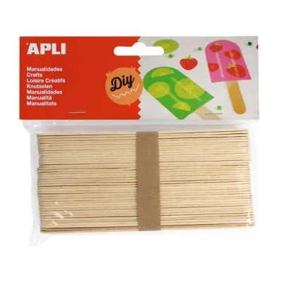 Apli Pack de 40 Palos Polo Jumbo de Madera Natural 150 x 18 mm