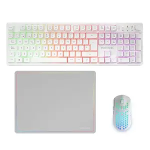 Mars Gaming Teclado, Ratón y Alfombrilla Blanco H-Mech FRGB 3200DPI