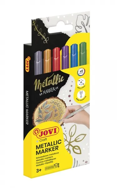 Jovi Estuche de 6 Rotuladores Efecto Metálico Tinta Base Agua Color Surtido