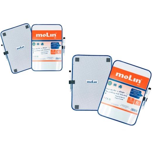 Molin Pizarra Blanca Magnética Doble Cara Blanca/Cuadriculada A4 (21X30Cm) + Rotulador