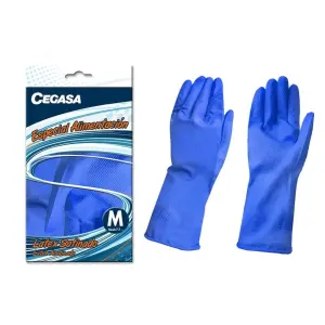 Cegasa Guantes de Látex Talla M 7-7 1/2 para Manipulación de Alimentos Color Azul