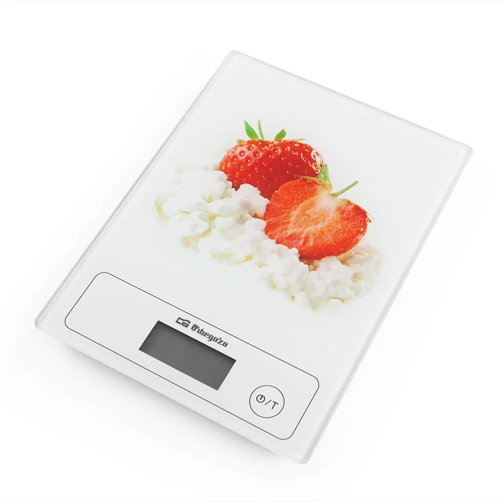 Orbegozo PC 1018 Báscula de Cocina Cristal Templado Control Táctil 5 kg Antideslizante