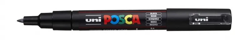 Posca Pc-1M Marcador De Pintura - Punta De Poliester Conica 0.7Mm - Ancho De Trazo 0.7Mm - Tinta Base Al Agua - Resistente A La Luz - Color Negro