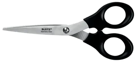 Leitz Tijeras De Acero Inoxidable 16.5Cm - Ideales Para Casa, Colegio, Oficina - Color Negro
