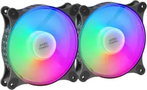Mars Gaming Kit 2 Ventiladores Internos FRGB MF-Duo Black 12x12cm 15dB Iluminación Rainbow 360º