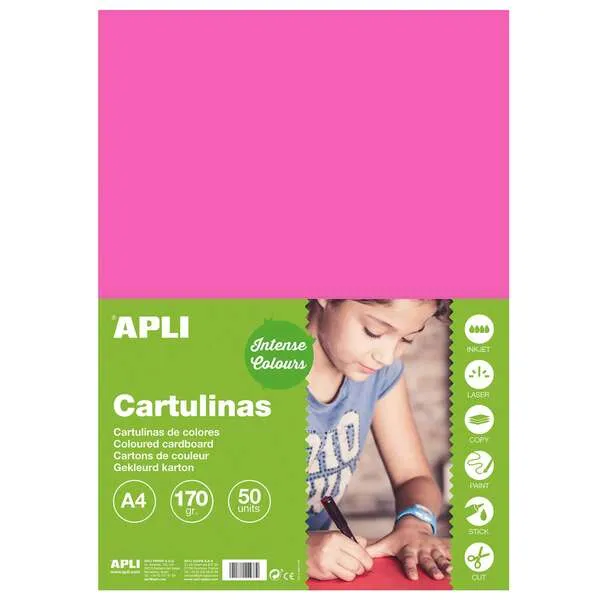 Apli Cartulina Fucsia A4 170G 50 Hojas