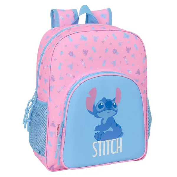 Safta Stitch Bright Mochila - Adaptable A Carro - Bolsillos Laterales - Doble Tirador - Hombreras Acolchadas - Bolsillo Frontal - Asa Superior - 15L - 320X120X380Mm - Color Rosa