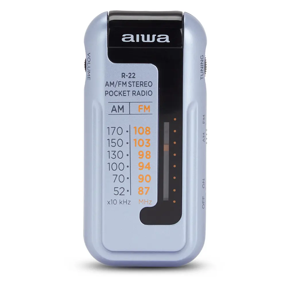 AIWA Radio Analógica Mini R-22SL AM/FM Hyperbass Color Silver