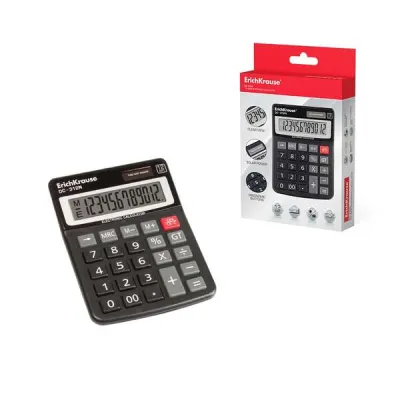ErichKrause Calculadora Electrónica de Sobremesa 12 Dígitos Pantalla LCD Solar Color Negro