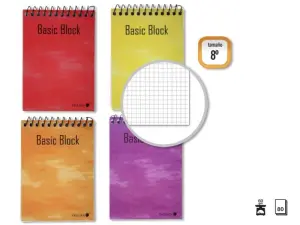 Golden Cuaderno Espiral 8º Apaisado 153x102mm 80 Hojas 60gr Cuadricula 4x4 Colores Surtidos