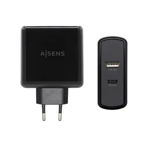 Aisens Cargador 57W USB-C PD3.0 45W y USB-A 5V/2.4A Negro