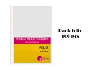 Ekrit Fundas Multitaladro 16 PP Cristal Folio 80 Micras Bolsa 100 Unidades