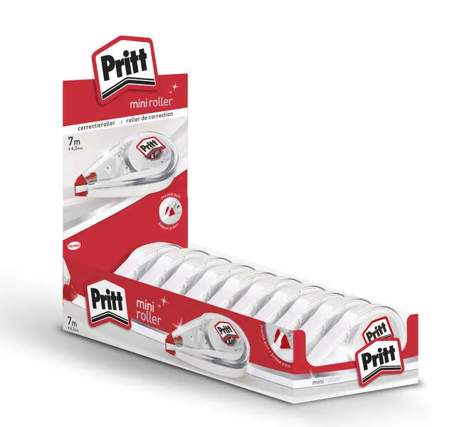 Pritt Mini Roller Corrector 4.2Mm X 7M - Compacto Y Ergonomico - Punta Flexible De Alta Precision - Compatible Con Todo Tipo De Papel