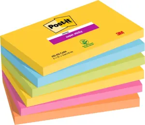 Post-it Super Sticky Pack de 6 Blocs de 90 Notas Adhesivas Reposicionables Colores Surtidos