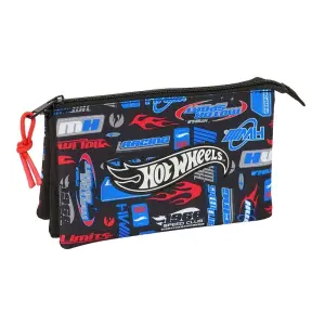 Safta Portatodo Hot Wheels 3 Compartimentos con Cremalleras 0.6L Azul 220x30x120mm