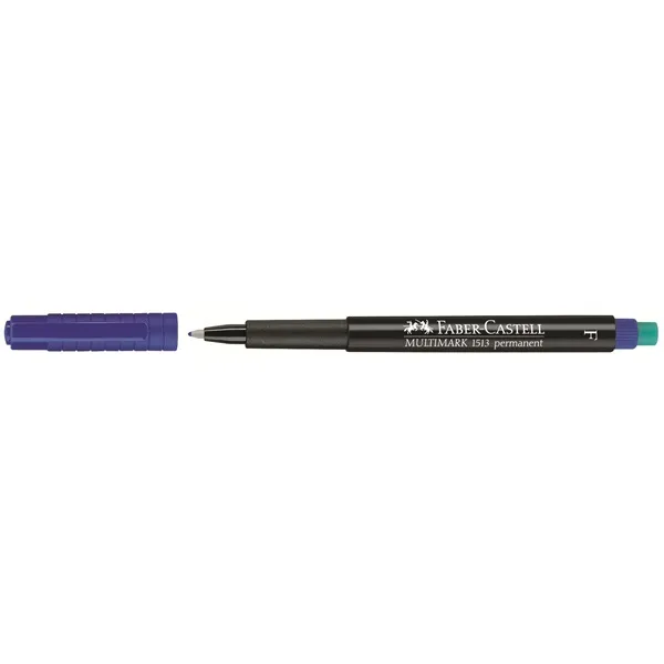 Faber-Castell Multimark Rotulador Permanente - Ancho de Trazo 0.6mm - Goma de Borrar Integrada - Resistente a la Luz y al Agua - Color Azul