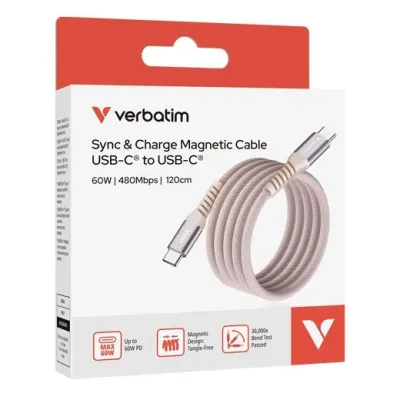 Verbatim Cable Magnético USB-C/M a USB-C/M Rosa 60W 1.20m