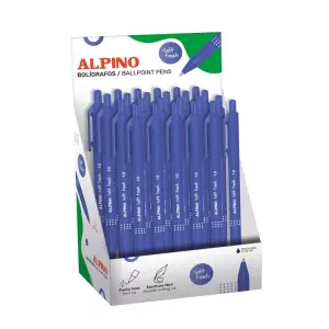 Alpino Soft Touch Expositor 24 Bolígrafos Retráctiles Punta 1mm Tinta Azul
