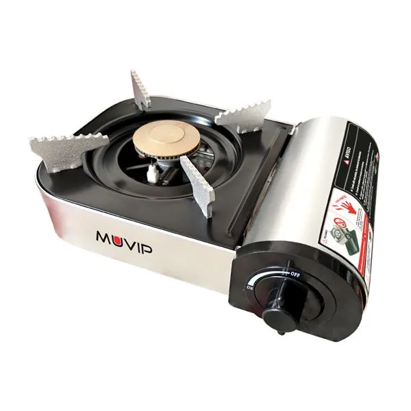 Muvip Serie Small Cocina De Gas Portatil 1 Fuego  - Encendido Automatico - Quemador De Aluminio Y Cobre - Valvula Doble Sellado - Maleta De Transporte