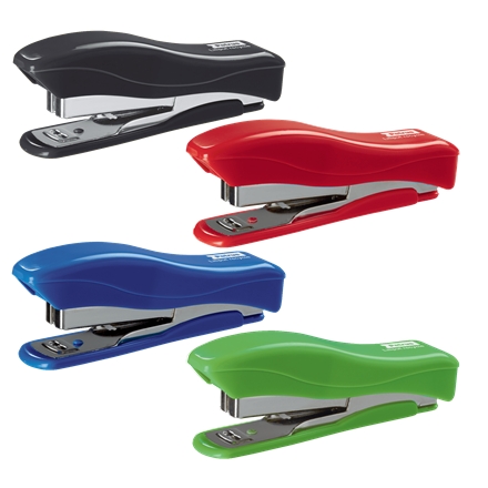 Petrus 200 Liliput Recycled Grapadora + 1 Caja De 1.000 Grapas 23/6 - Hasta 12 Hojas - Grapas 23/6 - Fabricada Con Un 85% De Plastico Reciclado - Grapado Cerrado Y Clavado - Colores Surtidos