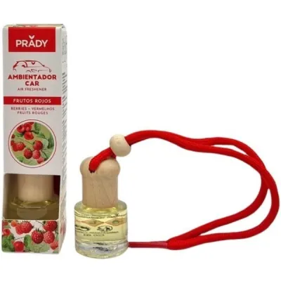 Prady Ambientador Coche Frutos Rojos 6 ml con Cuerda para Espejo Retrovisor