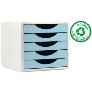 Archivo 2000 Módulo Organizador Sobremesa EcoGreen 5 Cajones 340x270x260 Reciclado Azul Pastel