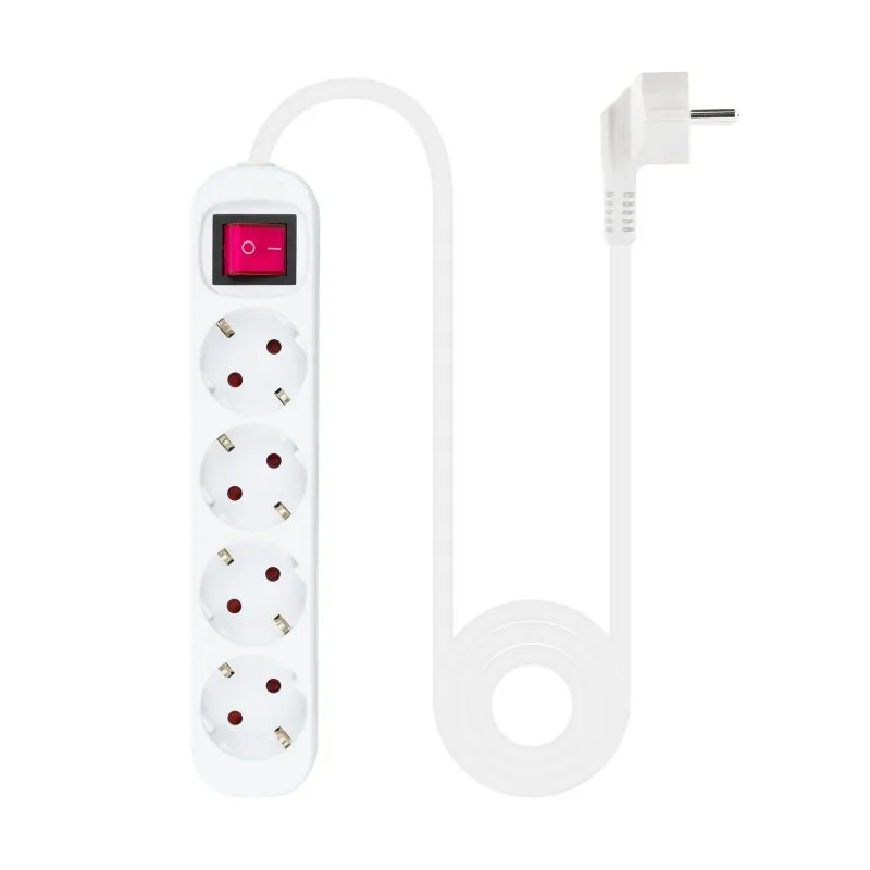 Nanocable Regleta de Protección 4 Shuckos 1.40m con Interruptor On/Off Color Blanco