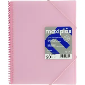 Grafoplás Carpeta Espiral A4 con 20 Fundas PP Rígido Translúcido Rosa Soft