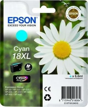 Epson Tinta Cian Nº18XL para Impresoras Expression Home XP-102/205/215/305/405