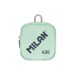 Milan Monedero Pequeño Verde 10,3x10x2,5cm con Cierre de Cremallera y Mosquetón de Aluminio