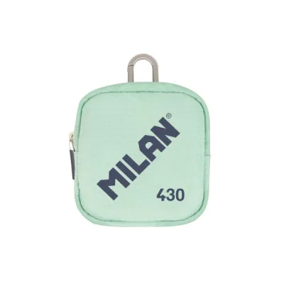 Milan Monedero Pequeño Verde 10,3x10x2,5cm con Cierre de Cremallera y Mosquetón de Aluminio