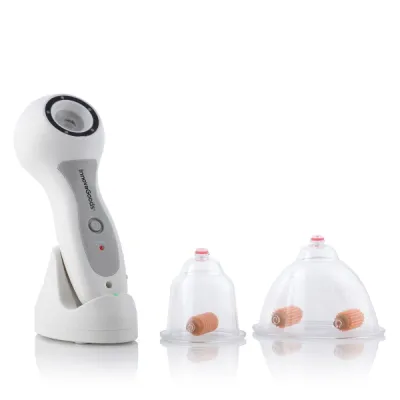 InnovaGoods Aparato Anticelulítico Pro de Vacumterapia - Intensidad Regulable, Recargable por USB, Rodillos de Succión, Color Blanco Gris