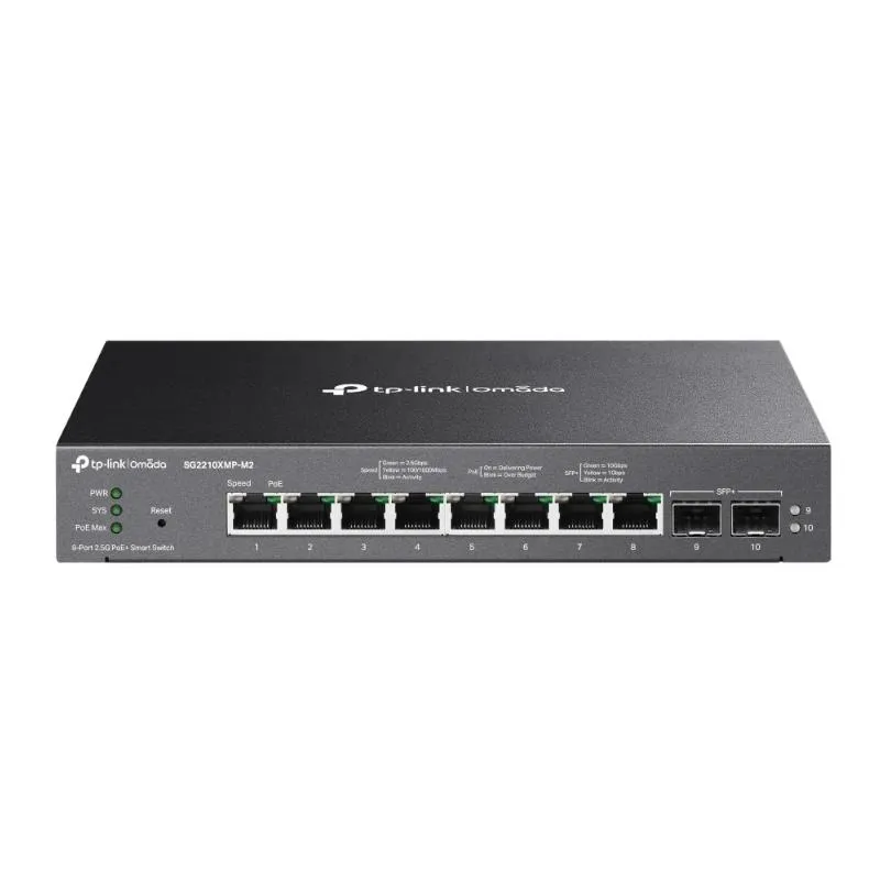 TP-LINK SG2210MP-M2 Switch Semigestionable 10 Puertos 8 PoE+ 2.5Gbps 160W