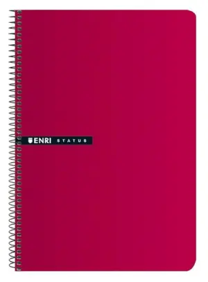 Enri Cuaderno Espiral 100H 4º 70g 4x4mm Tapas Duras Rojo