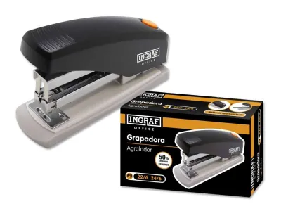 Ingraf Grapadora Pro Ergonomica Alta Capacidad Color Negro Ideal Para Oficina y Hogar