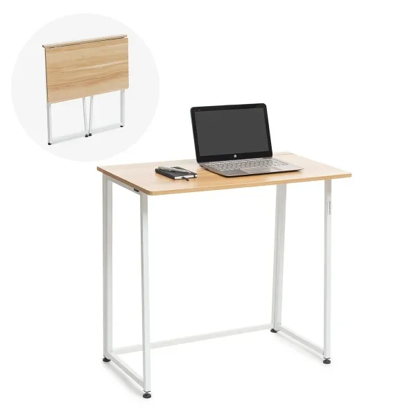 Innovagoods Dolenkaf Escritorio Plegable - Soporta hasta 50kg - Facil de Transportar y Guardar - Facil Limpieza - 80x75x45cm - Color Marron y Blanco