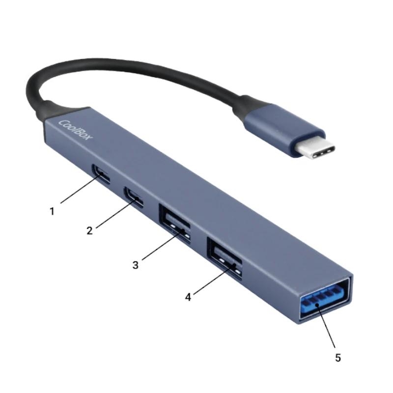 Coolbox Hub4 Lite Usb-C/A 4 Puertos Aluminio