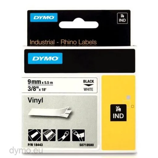 Dymo Tubo Termorretractil Cinta Id1-9 - Negro Sobre Blanco - 9Mmx5´5M - Vinilo - Rotuladora Rhino
