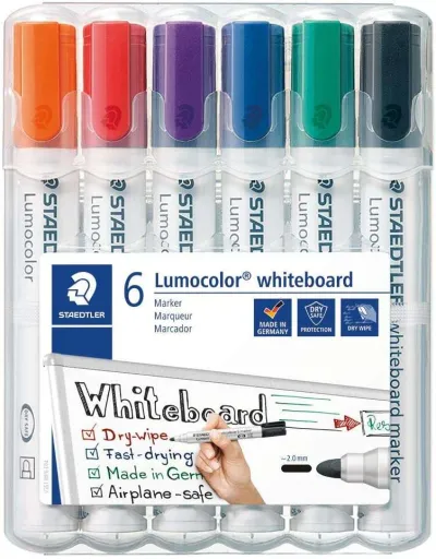 Staedtler Lumocolor 351 Pack de 6 Marcadores para Pizarra Blanca - Colores Surtidos