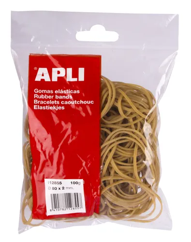 Apli Goma Elástica Marrón Caucho 80X2Mm 100 Gr - Papelería Y Oficina