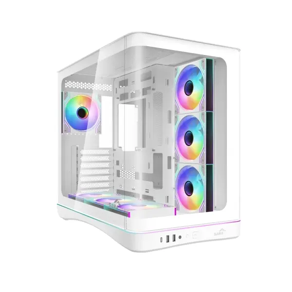 Sama V62 Caja Torre ATX Cristal Templado Curvado - 2x USB-A 3.0, 1x USB-C 3.2, 7 Ventiladores ARGB - Blanco