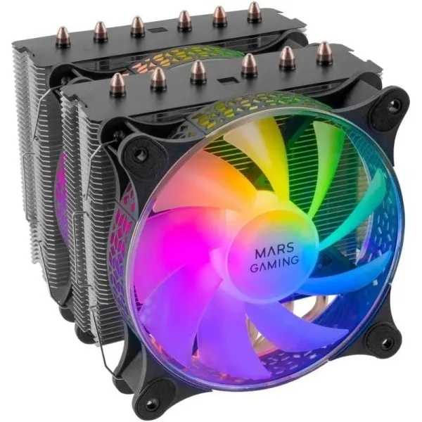 Mars Gaming MCPU-XT Black Doble Disipador ARGB 6 Heatpipes TDP 300W