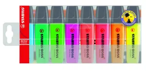 Stabilo Boss 70 Pack de 8 Marcadores Fluorescentes Recargables Tinta a Base de Agua