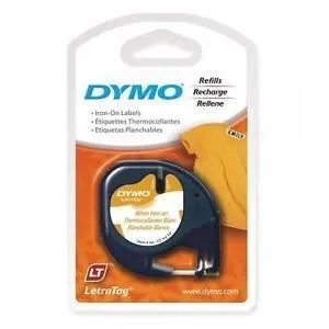 Dymo Cinta Autoadhesiva Para Ropa Negro Sobre Blanco 12mm x 2m Letratag