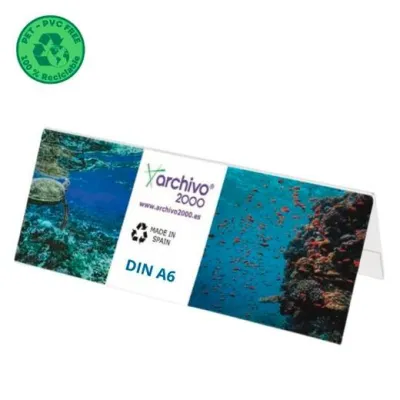 Archivo 2000 Portanombres De Sobremesa Flexible DIN A6 100% Reciclable Cristal Transparente