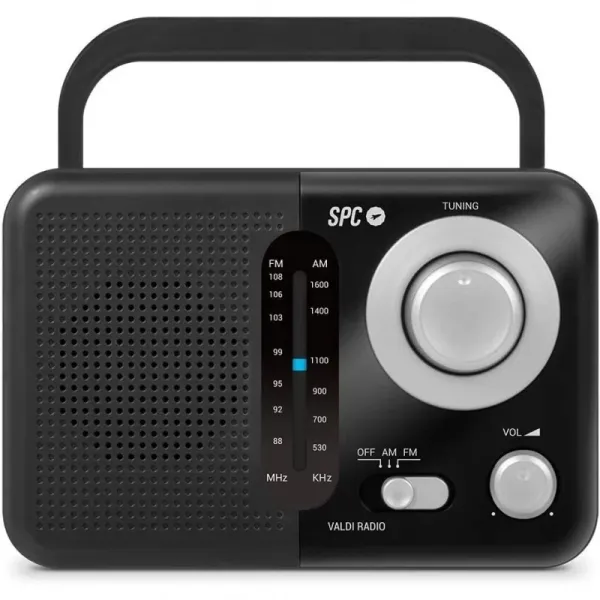 Spc Valdi Radio Portatil Analogica Fm/Am 0.8W - Asa De Transporte - Entrada Jack 3.5Mm - Antena Telescopica - Alimentacion Ac Y Pilas - Color Negro