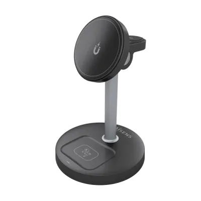 Aisens Cargador Inalámbrico 15W USB-C Qi2 para Móviles, Apple Watch y Auriculares - Negro