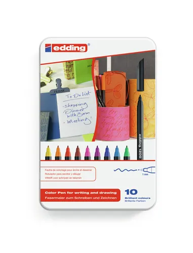 Edding Rotulador 1200 Punta Fina Colores Surtidos Estuche Metálico 10 Unidades