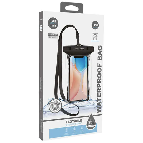 TechOneTech Funda Impermeable para Smartphone hasta 7.5" con Colgante IPX8 TPU