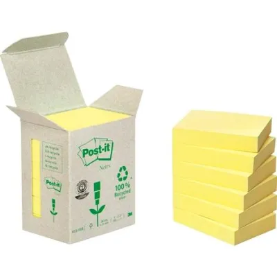 Post-It Bloc Notas Adhesivas Recicladas 100H 38x51 Canary Yellow Paquete 6 Unidades